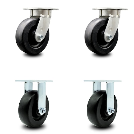 Service Caster 6 Inch Kingpinless Polyolefin Wheel Swivel Caster Swivel 2 Rigid SCC, 2PK SCC-KP30S620-POR-2-R-2